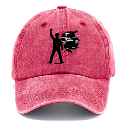 Single figure standing against tank - courage and resistance ink art - Classic Cap - Pomegranate Blush(Pink)