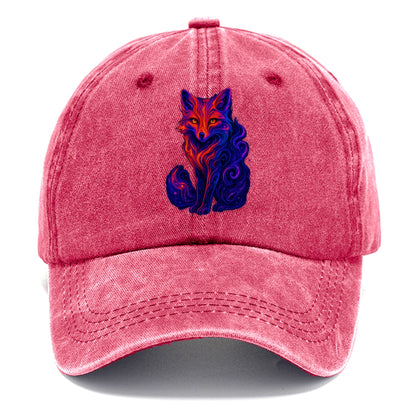 Clever fox with tail dissolving into cosmic nebula swirls, orange to purple gradient - Classic Cap - Pomegranate Blush(Pink)