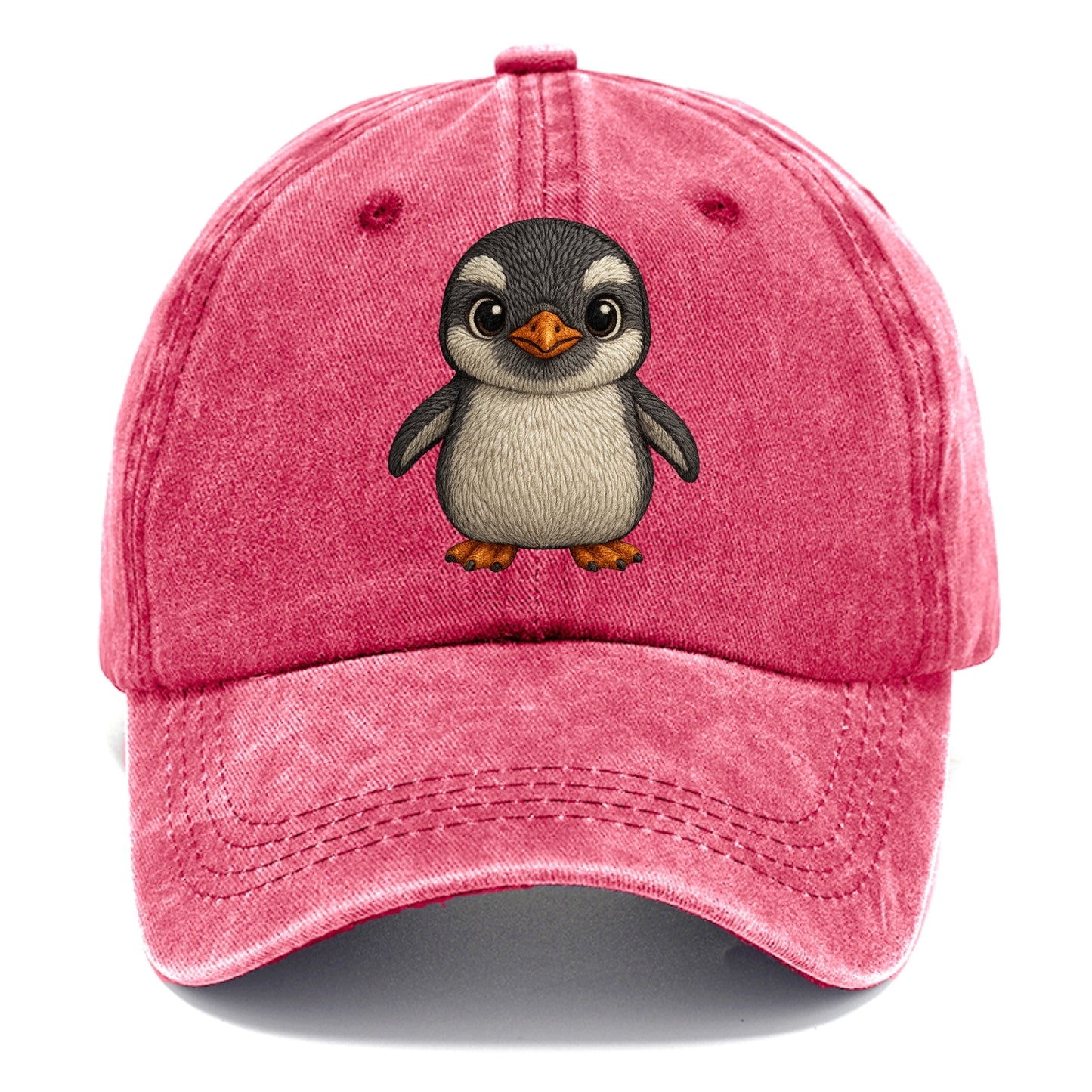 Baby Gentoo Penguin - orange beak, white cap, bright eyes, front-facing, energetic - Classic Cap - Pomegranate Blush(Pink)