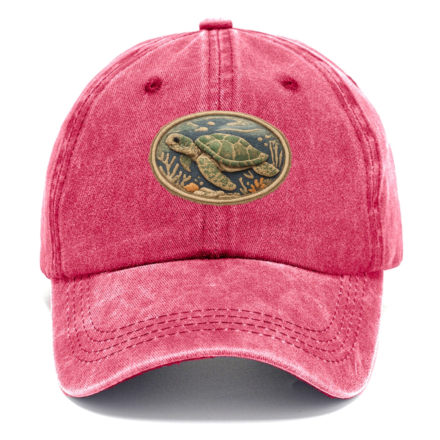 SEA TURTLE - swimming turtle in green and blue , ocean life - Classic Cap - Pomegranate Blush(Pink)
