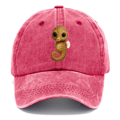 Baby Seahorse - curled tail, snout, large eyes, front-facing, delicate and cute - Classic Cap - Pomegranate Blush(Pink)