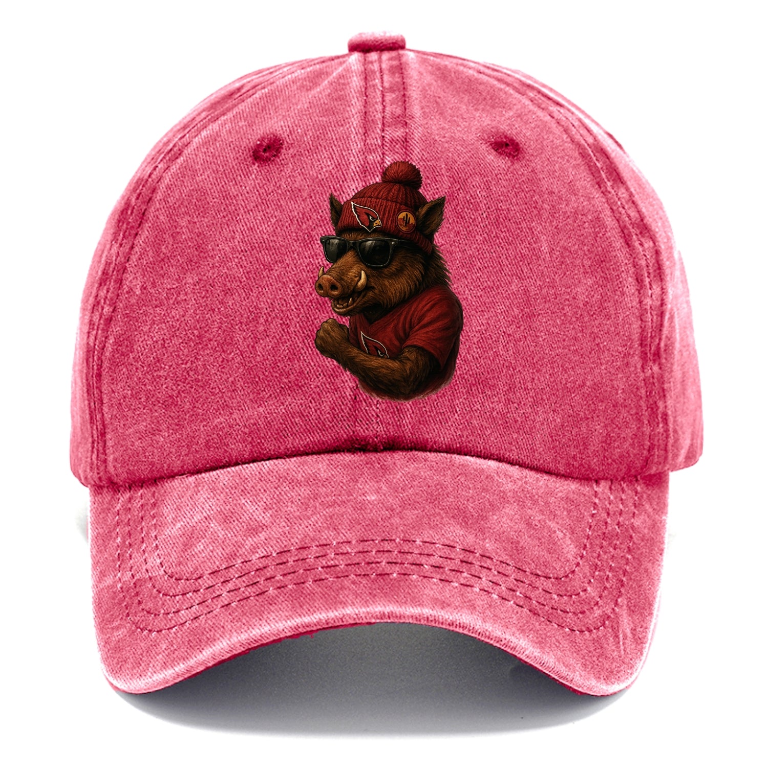 Arizona Javelina wearing Cardinals beanie with desert patch and wayfarer sunglasses - Classic Cap - Pomegranate Blush(Pink)