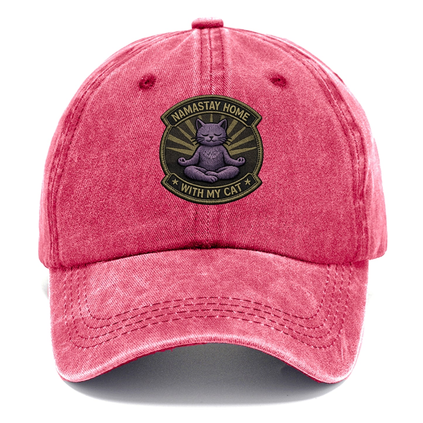 NAMASTAY HOME WITH MY CAT - yoga cat in purple , introvert cat - Classic Cap - Pomegranate Blush(Pink)