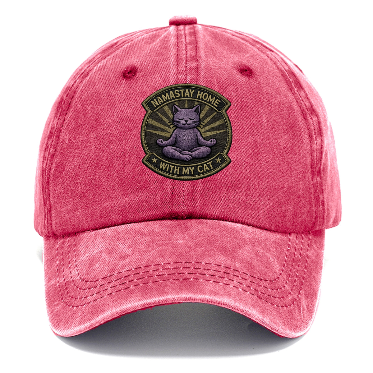 NAMASTAY HOME WITH MY CAT - yoga cat in purple , introvert cat - Classic Cap - Pomegranate Blush(Pink)