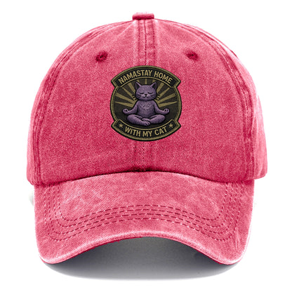 NAMASTAY HOME WITH MY CAT - yoga cat in purple , introvert cat - Classic Cap - Pomegranate Blush(Pink)