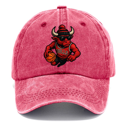 Chicago Bull wearing Bulls red and black beanie with horns design and wayfarer - Classic Cap - Pomegranate Blush(Pink)