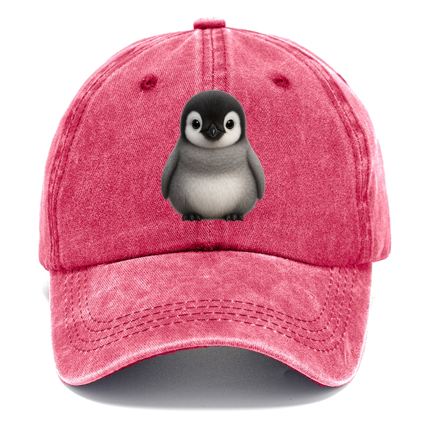 Baby Adelie Penguin - black and white, round body, curious eyes, front-facing, - Classic Cap - Pomegranate Blush(Pink)