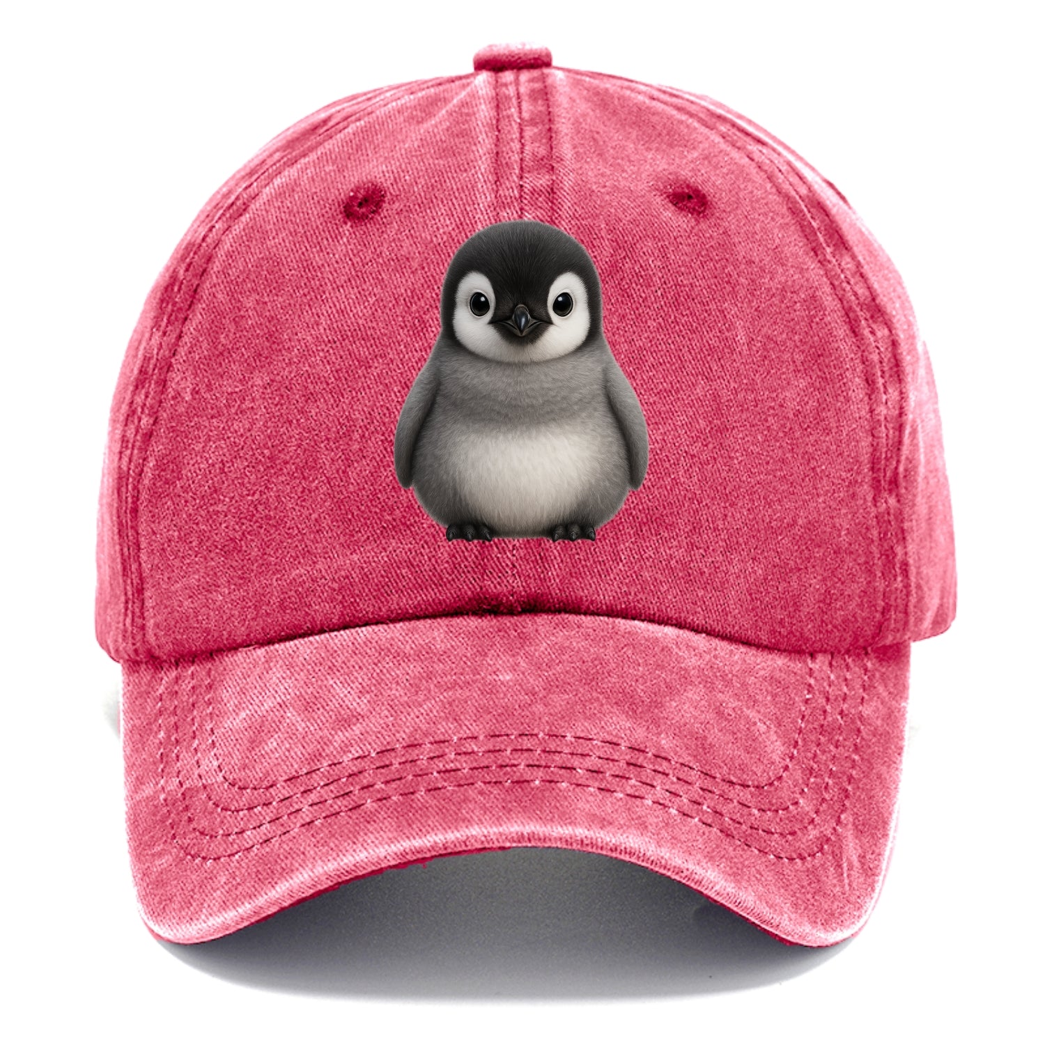 Baby Adelie Penguin - black and white, round body, curious eyes, front-facing, - Classic Cap - Pomegranate Blush(Pink)