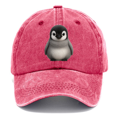Baby Adelie Penguin - black and white, round body, curious eyes, front-facing, - Classic Cap - Pomegranate Blush(Pink)