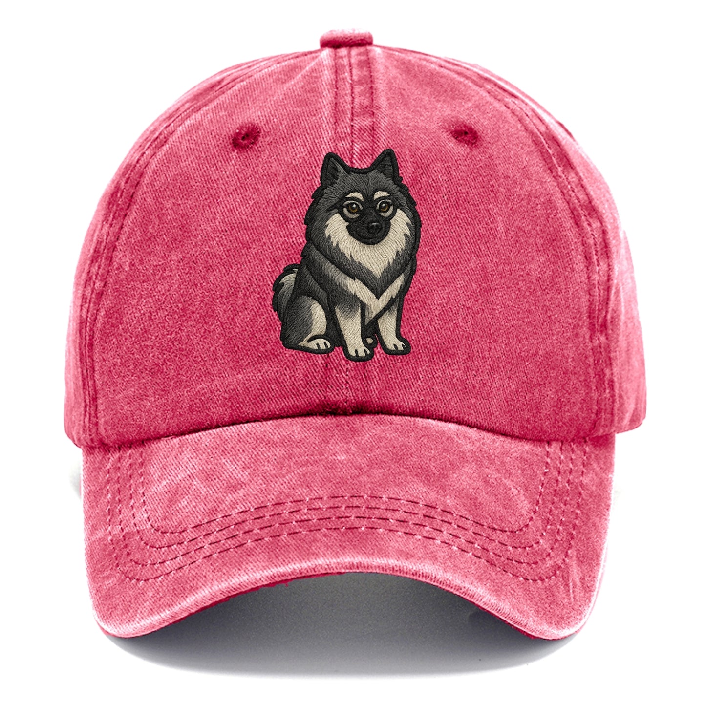 Keeshond - Gray and black spectacles embroidered design - Classic Cap - Pomegranate Blush(Pink)
