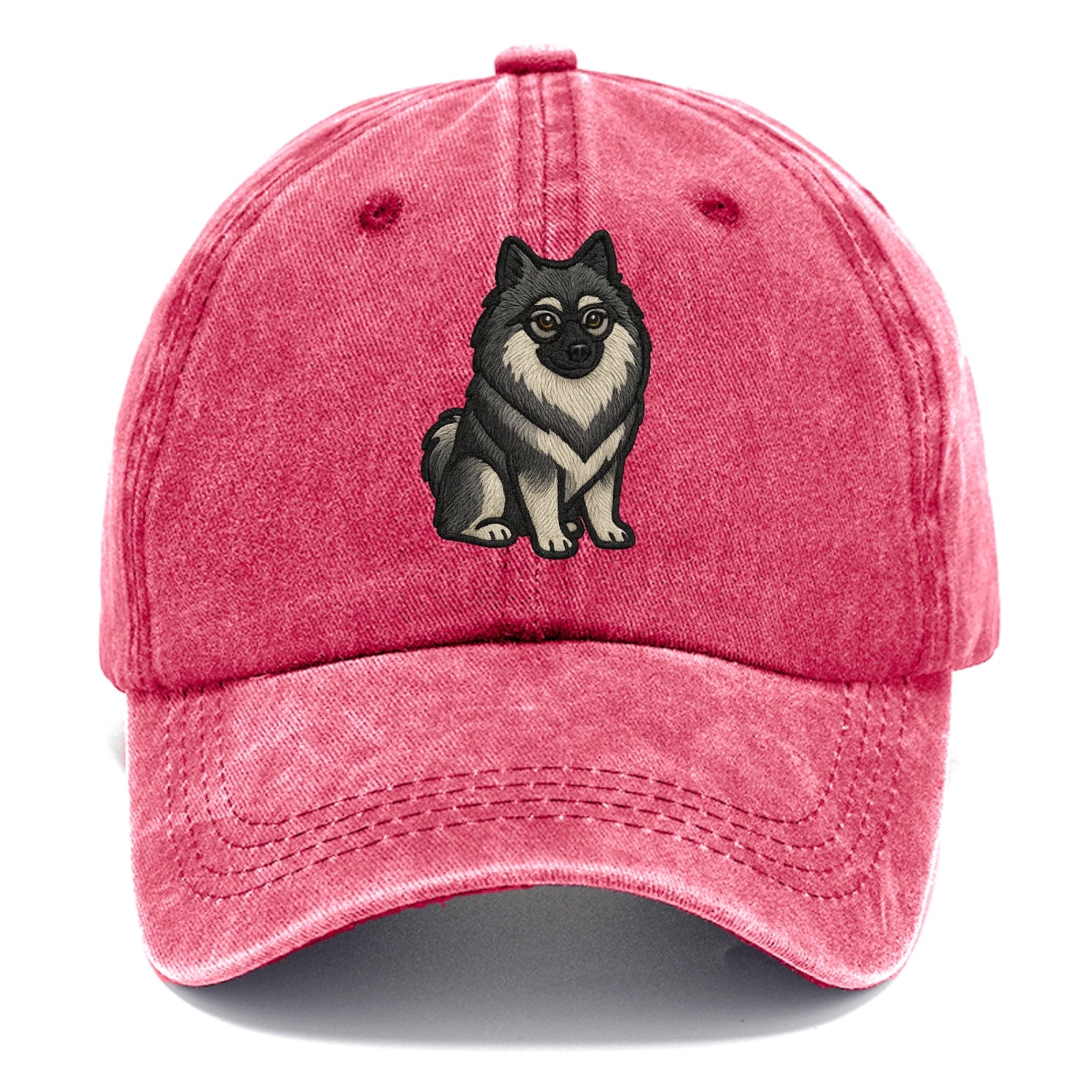 Keeshond - Gray and black spectacles embroidered design - Classic Cap - Pomegranate Blush(Pink)