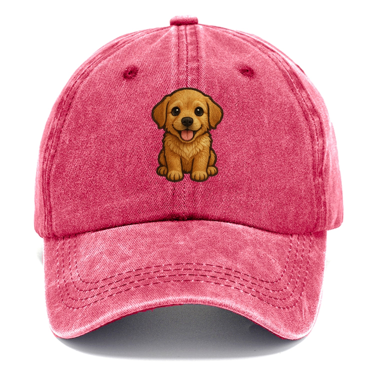 Baby Golden Retriever Puppy - fluffy golden fur, big brown eyes, pink tongue, floppy - Classic Cap - Pomegranate Blush(Pink)