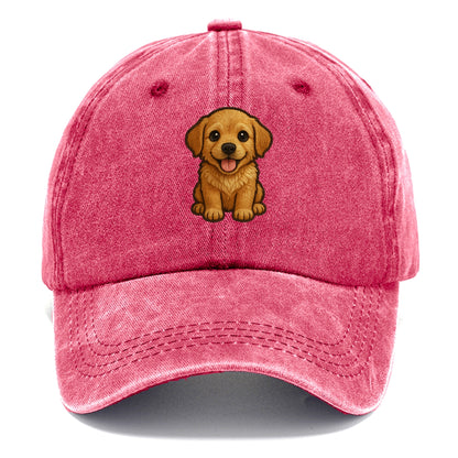 Baby Golden Retriever Puppy - fluffy golden fur, big brown eyes, pink tongue, floppy - Classic Cap - Pomegranate Blush(Pink)