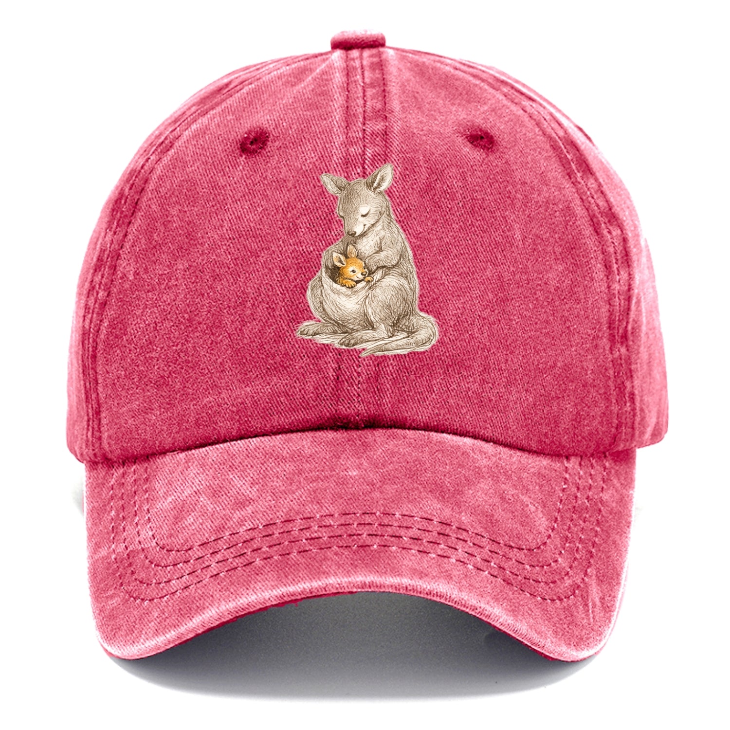 MOTHER'S POUCH | Kangaroo maternal embrace | Joey safe inside | Protective love | - Classic Cap - Pomegranate Blush(Pink)