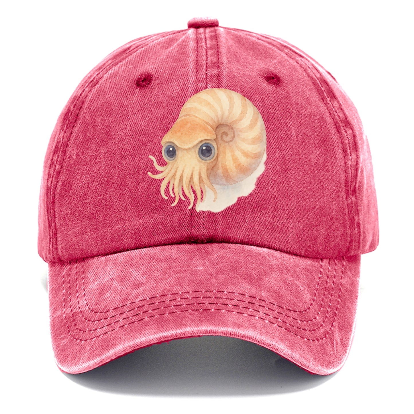 Baby Nautilus - spiral shell, tentacles peeking, ancient eyes, front-facing, living - Classic Cap - Pomegranate Blush(Pink)
