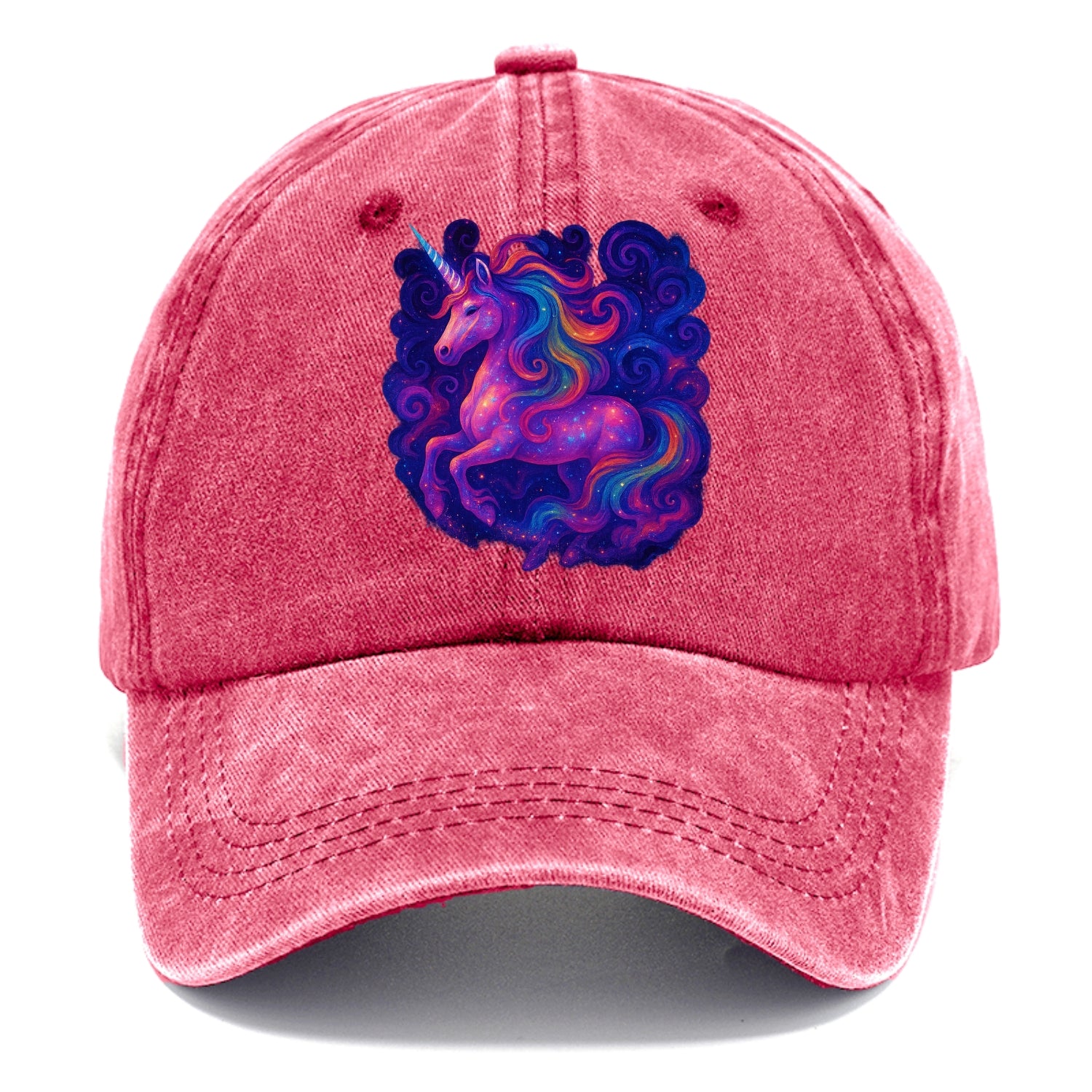 Magical unicorn with flowing rainbow gradient mane, iridescent horn with spiral light - Classic Cap - Pomegranate Blush(Pink)