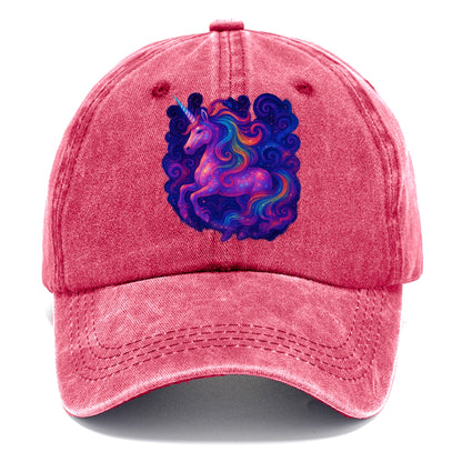Magical unicorn with flowing rainbow gradient mane, iridescent horn with spiral light - Classic Cap - Pomegranate Blush(Pink)
