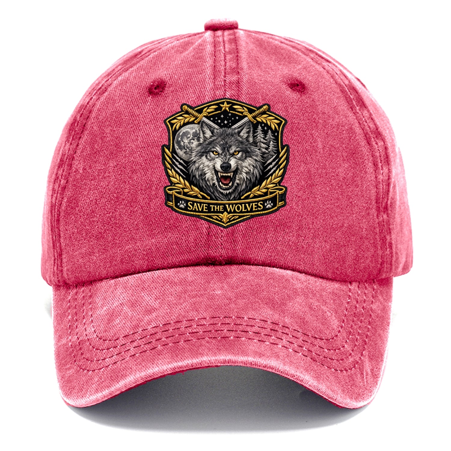 SAVE THE WOLVES - wolf moon in gray , predator protection - Classic Cap - Pomegranate Blush(Pink)