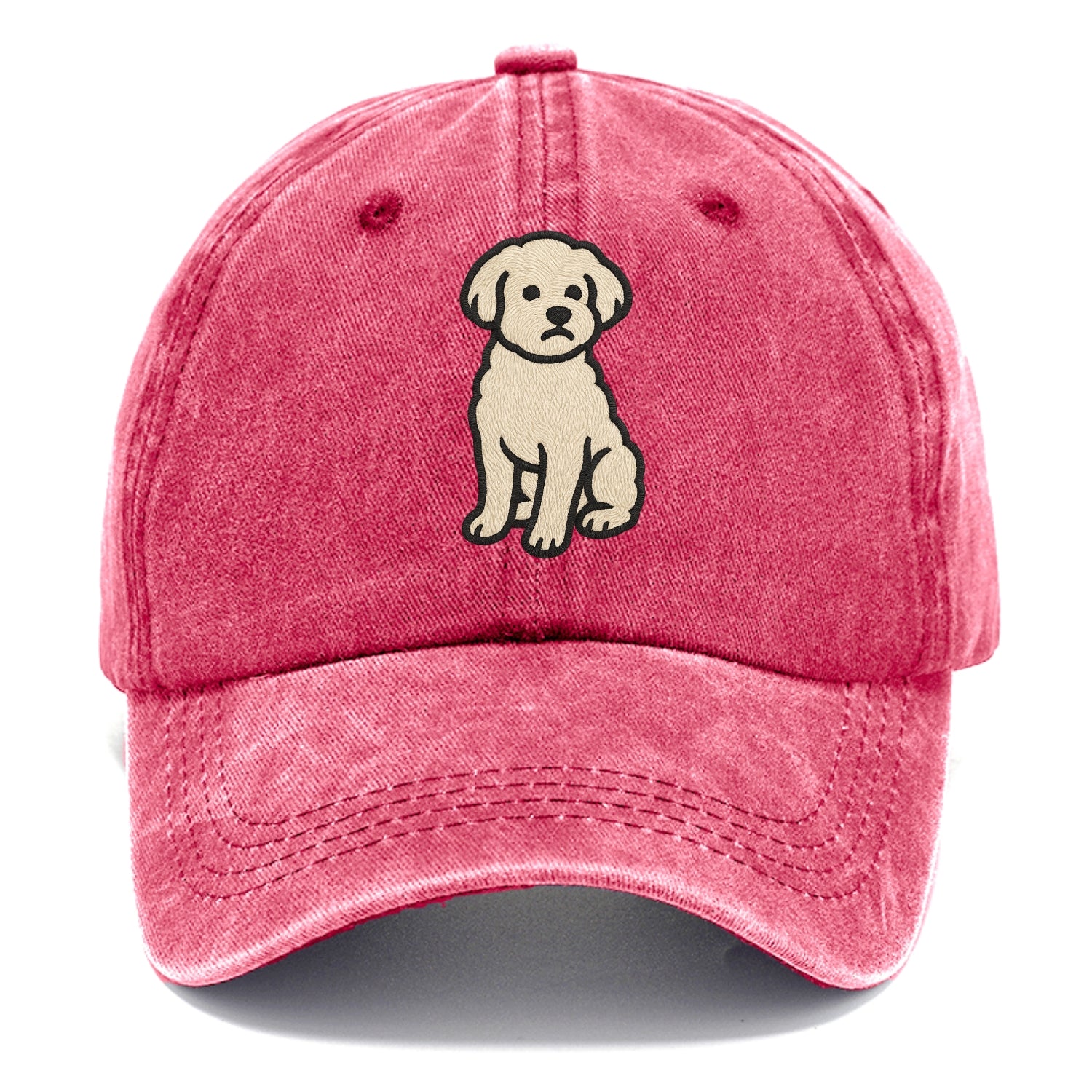 Maltipoo - White curly sitting pose - Classic Cap - Pomegranate Blush(Pink)