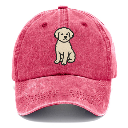 Maltipoo - White curly sitting pose - Classic Cap - Pomegranate Blush(Pink)