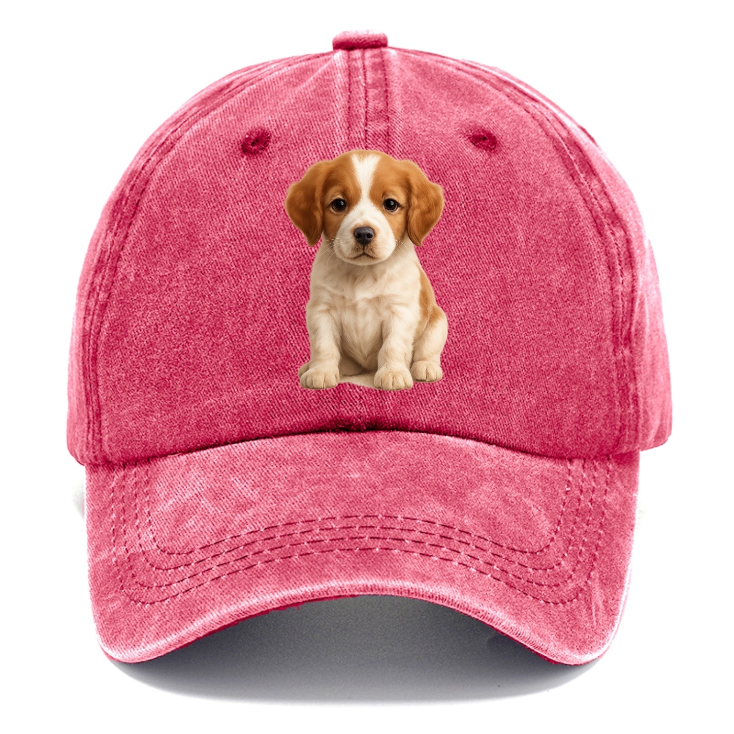 Baby Brittany Puppy - orange and white, compact, bright eyes, feathered, - Classic Cap - Pomegranate Blush(Pink)