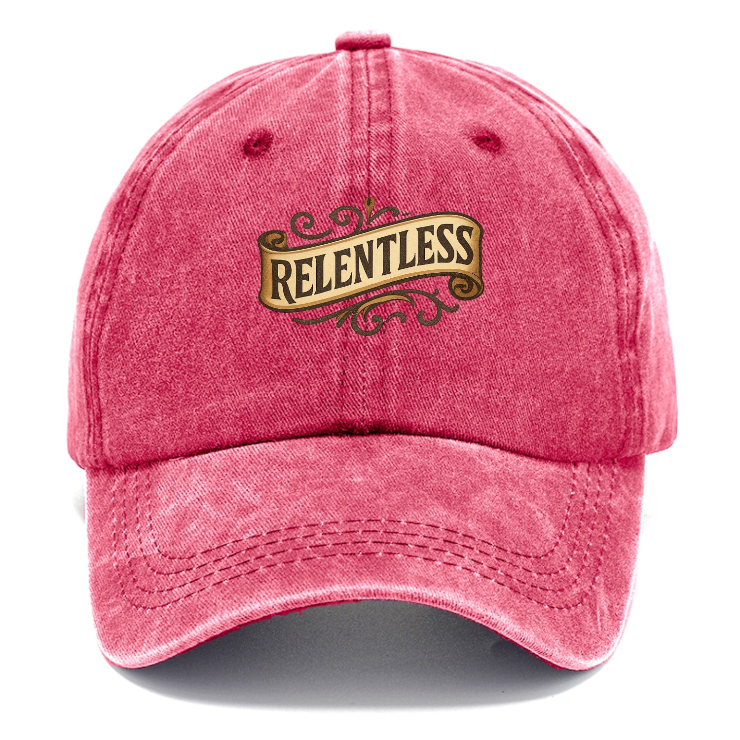 Bold typography design - "RELENTLESS" - never giving up, persistent pursuit - Classic Cap - Pomegranate Blush(Pink)
