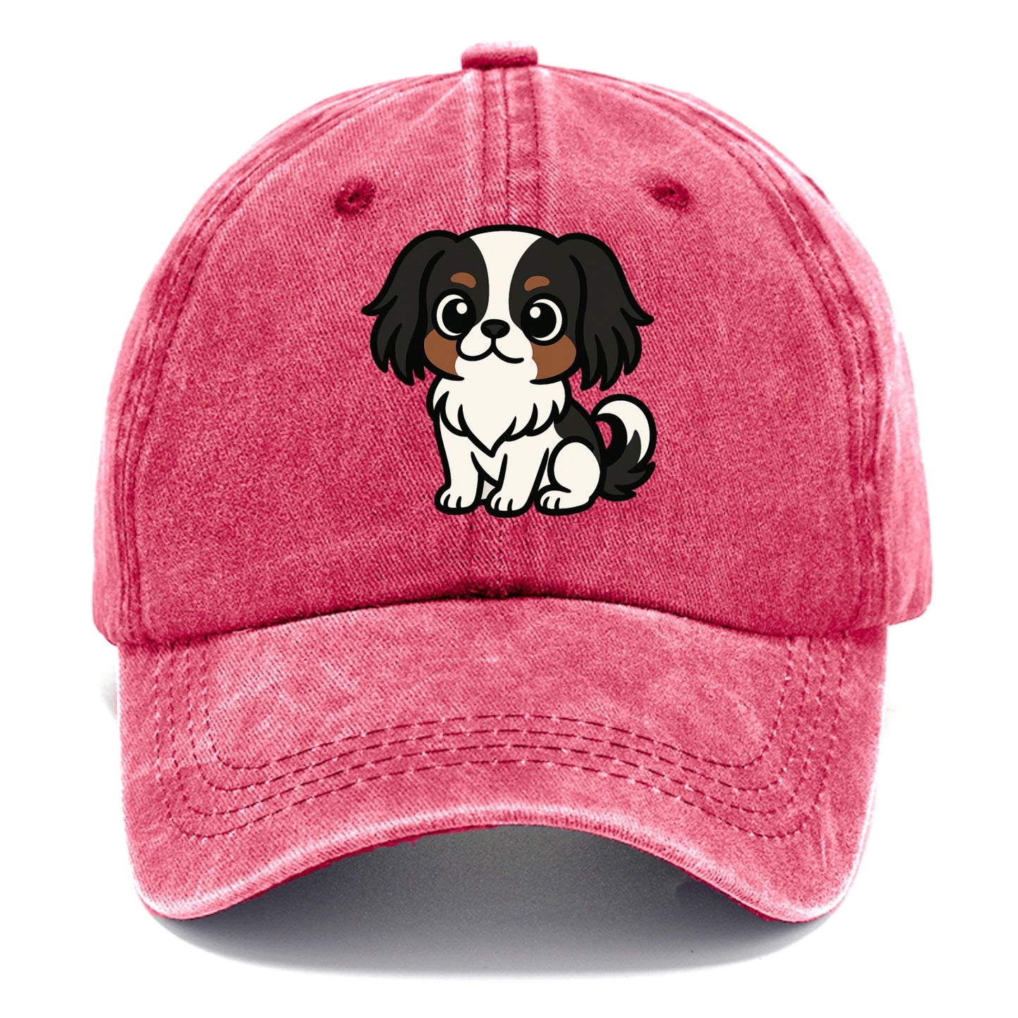 Japanese Chin - Black and white sitting pose - Classic Cap - Pomegranate Blush(Pink)