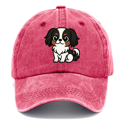 Japanese Chin - Black and white sitting pose - Classic Cap - Pomegranate Blush(Pink)