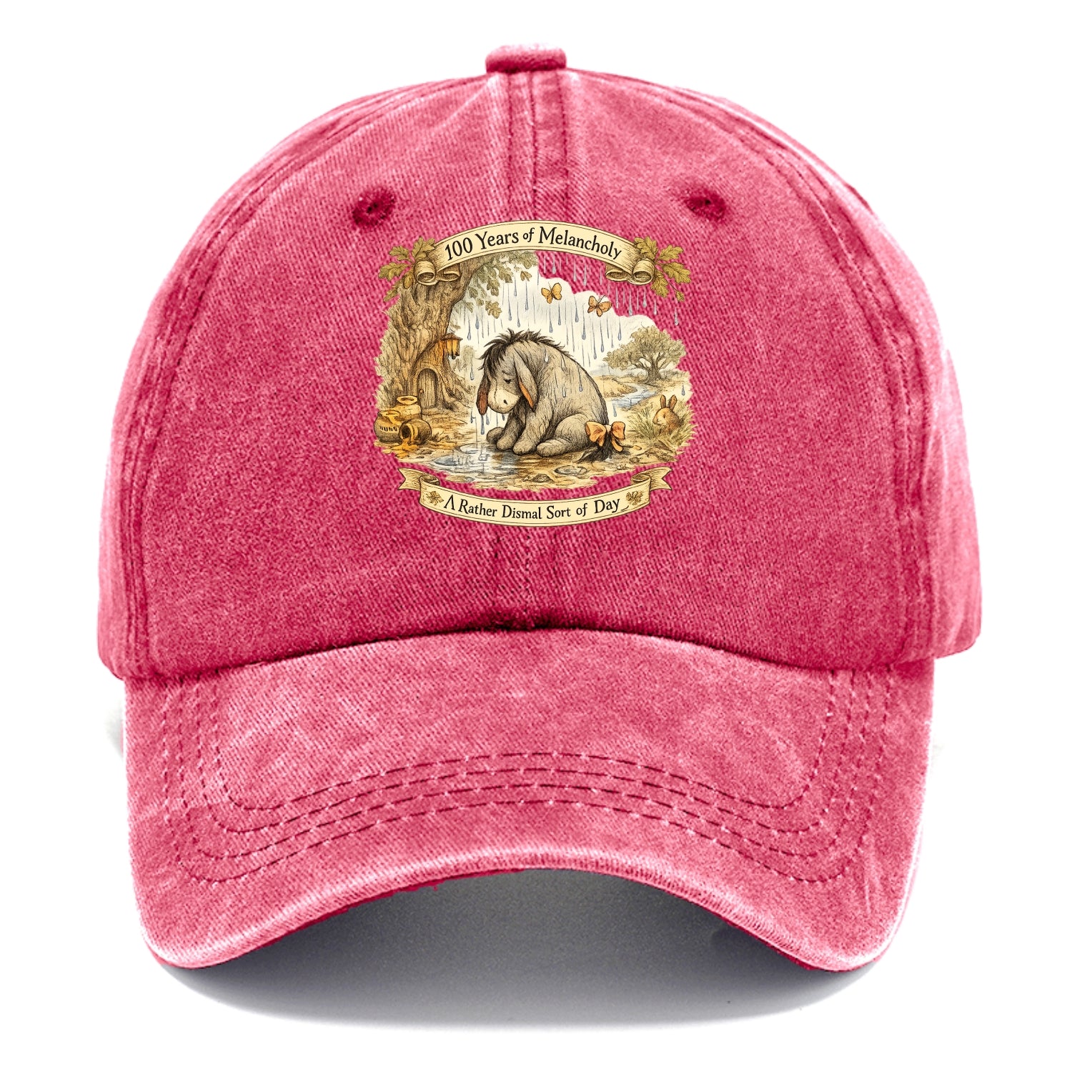 GLOOMY GLEN | Droopy figure in rain | Tattered tail bow | Pessimistic poetry | - Classic Cap - Pomegranate Blush(Pink)