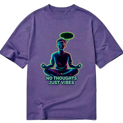 Peaceful floating figure with empty thought bubble - "no thoughts just vibes" zen - Classic T-shirt - Purple