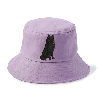 Belgian Sheepdog - Black long-haired embroidered pose - Bucket Hat - Purple