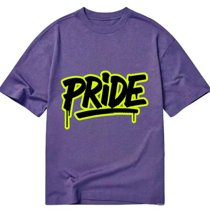 Bold typography design - "PRIDE" - dignified satisfaction, honor - Classic T-shirt - Purple