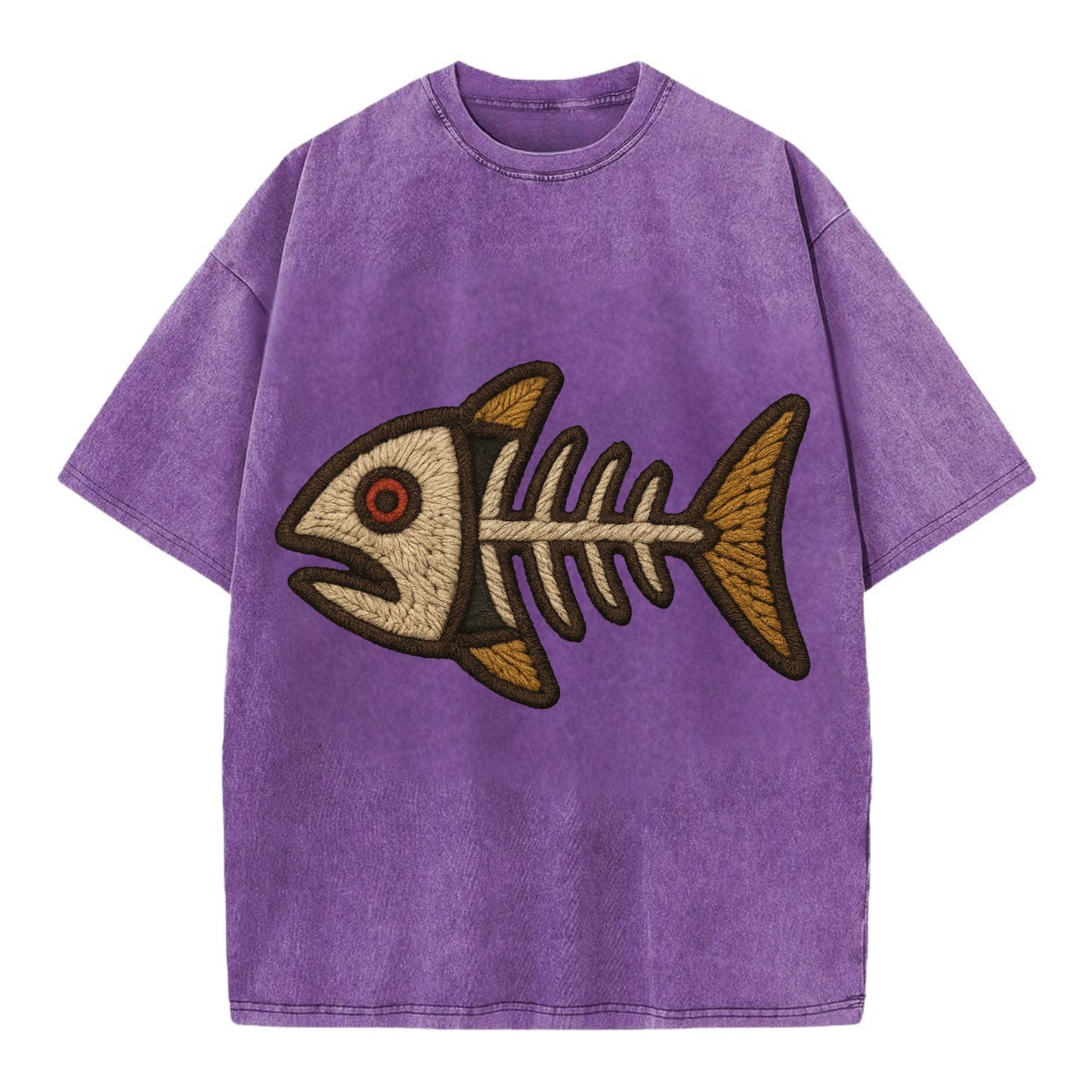 Fish Skeleton  - Vintage T-shirt - Purple