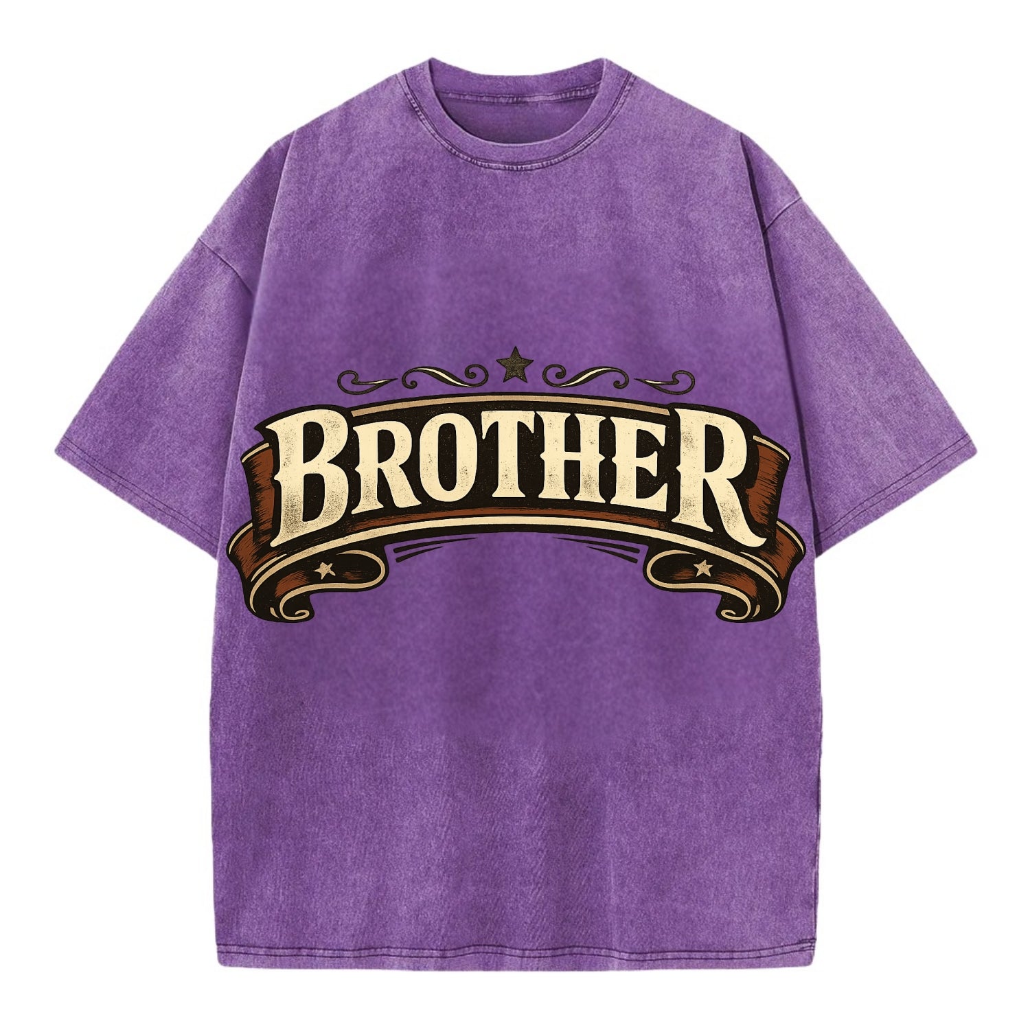 Bold typography design - "BROTHER" - male bond, brotherhood - Vintage T-shirt - Purple