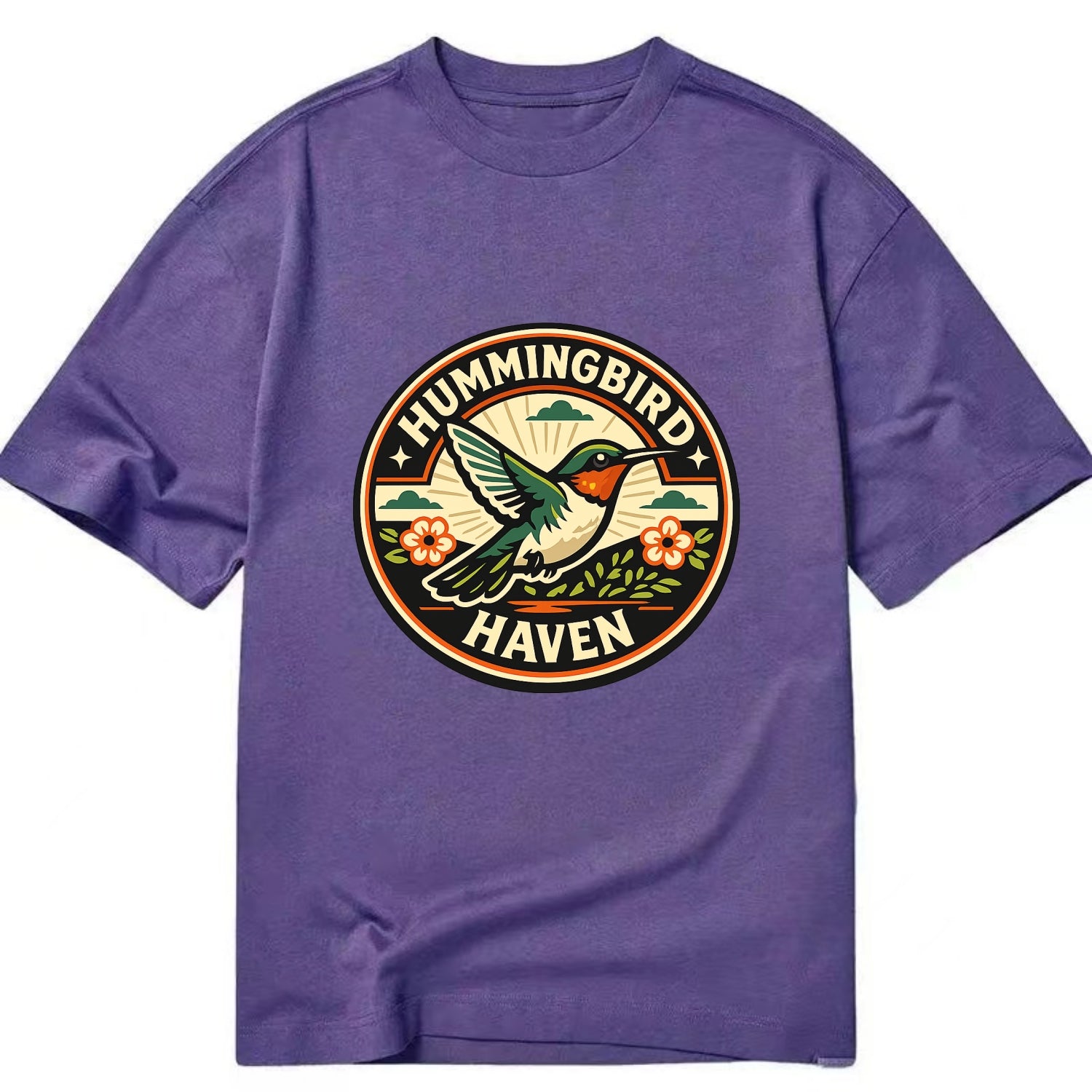 Hummingbird Sanctuary Emblem - Classic T-shirt - Purple