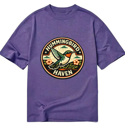 Hummingbird Sanctuary Emblem - Classic T-shirt - Purple