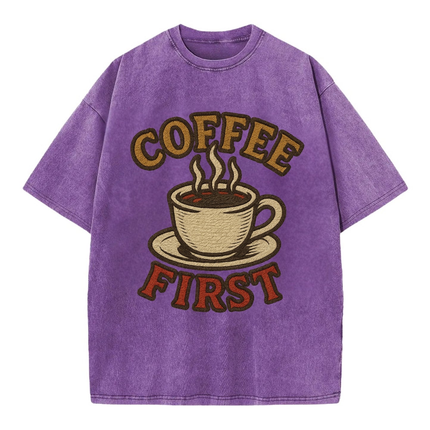 Coffee First  - Vintage T-shirt - Purple