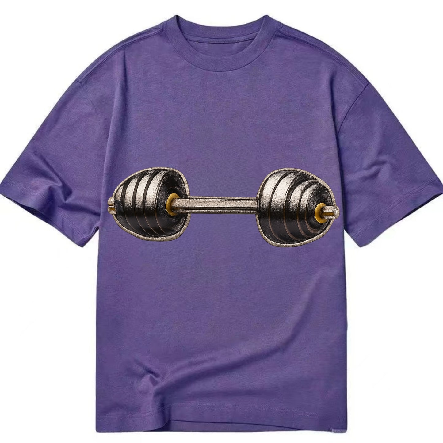 Embroidered patch design - WEIGHTLIFTING BARBELL - heavy barbell with plates in - Classic T-shirt - Purple