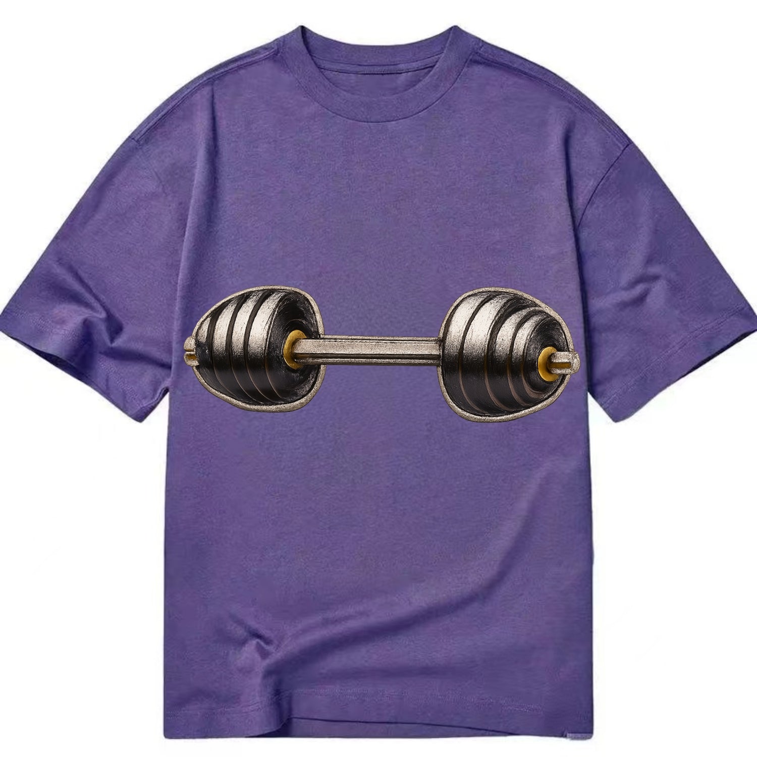 Embroidered patch design - WEIGHTLIFTING BARBELL - heavy barbell with plates in - Classic T-shirt - Purple