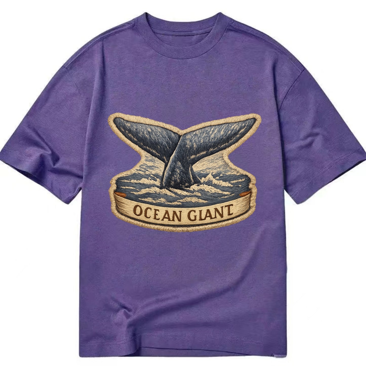 WHALE TAIL - diving whale in blue and gray , ocean giant - Classic T-shirt - Purple
