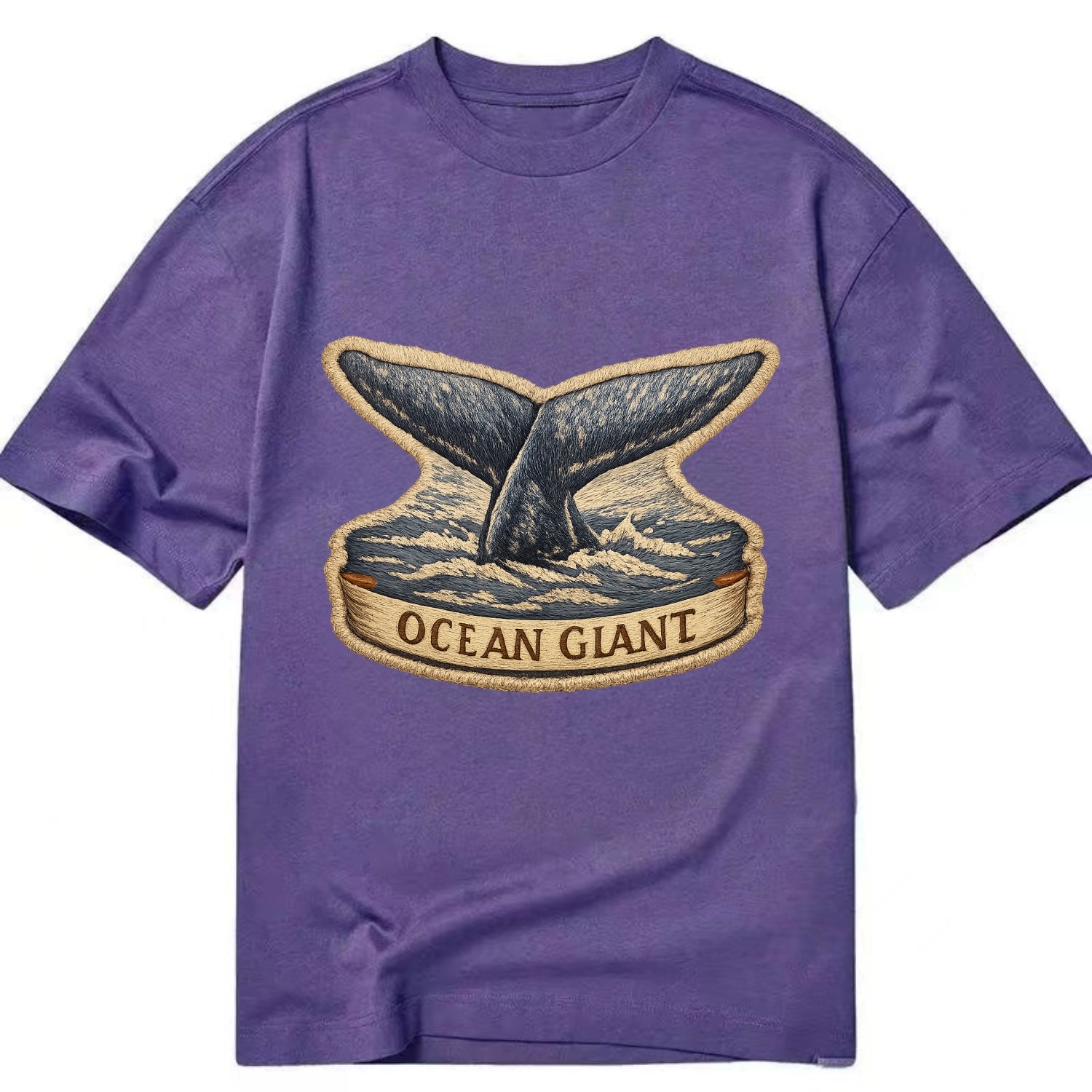 WHALE TAIL - diving whale in blue and gray , ocean giant - Classic T-shirt - Purple