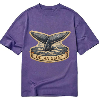WHALE TAIL - diving whale in blue and gray , ocean giant - Classic T-shirt - Purple