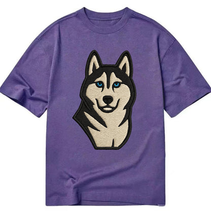 Husky - Blue eyes close-up portrait - Cl Classic T-shirt - Purple