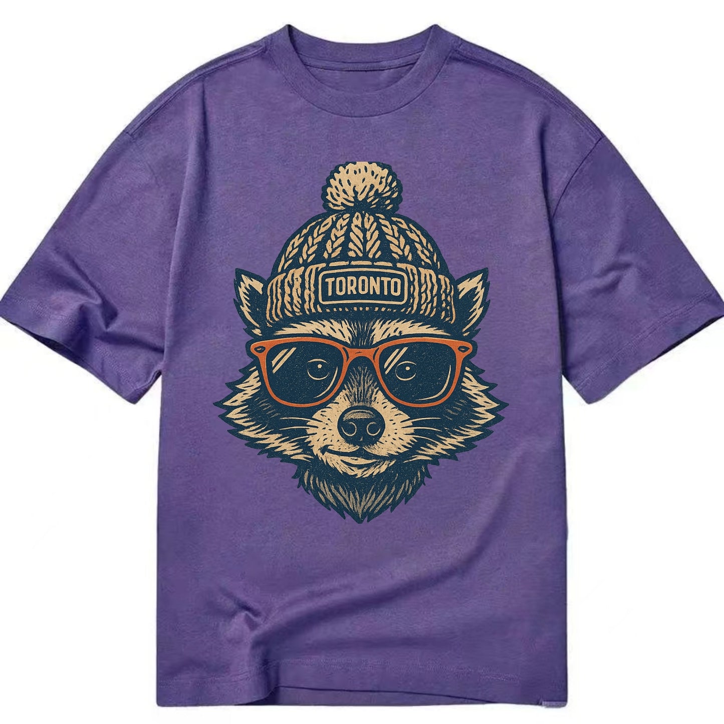 Toronto Raccoon wearing Toronto beanie w - Classic T-shirt - Purple