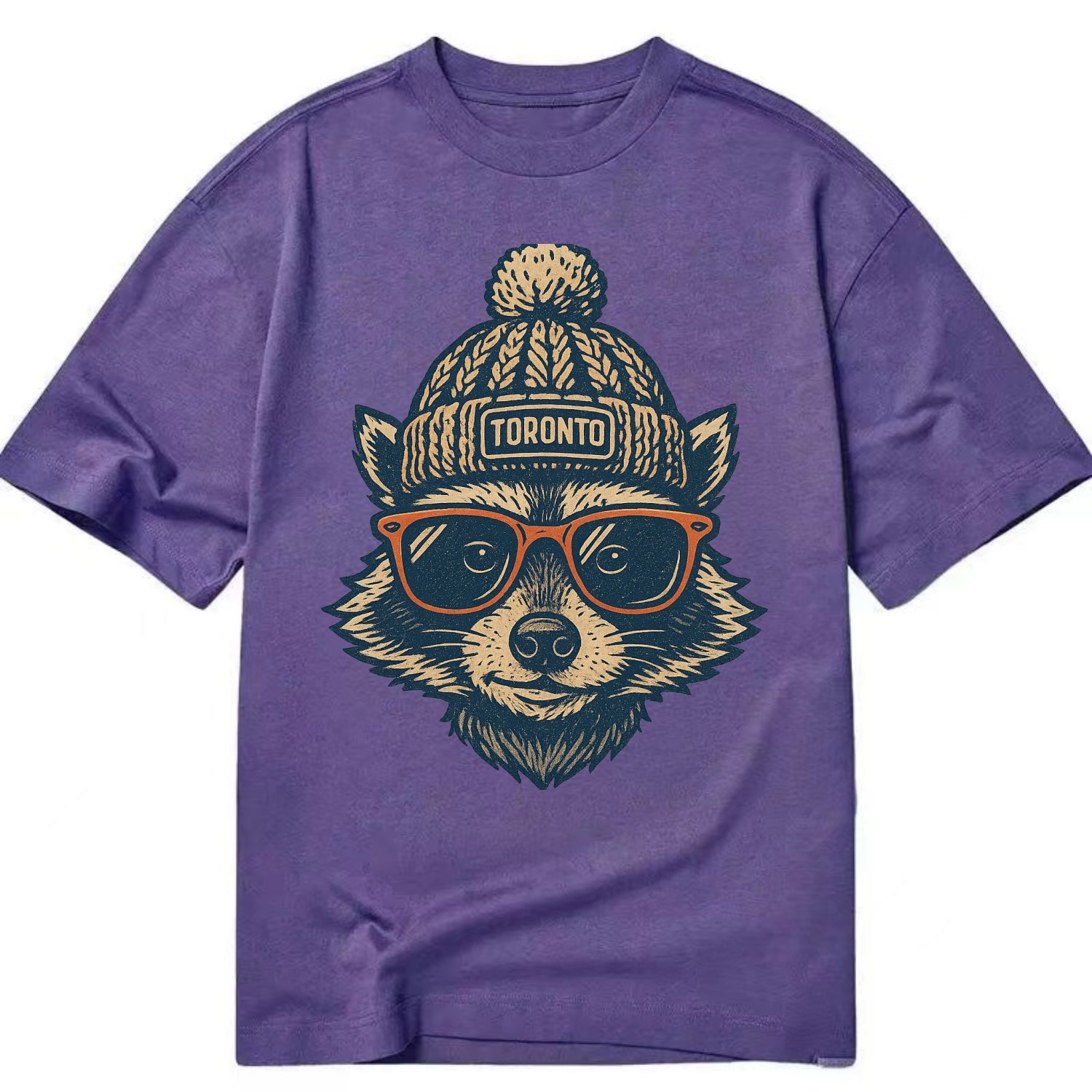 Toronto Raccoon wearing Toronto beanie w - Classic T-shirt - Purple