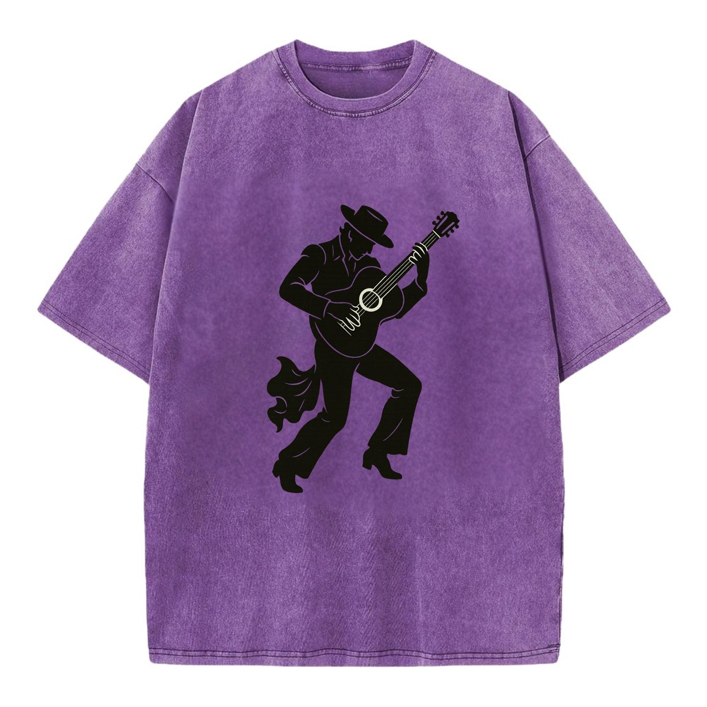 Flamenco guitarist dramatic pose - Vintage T-shirt - Purple