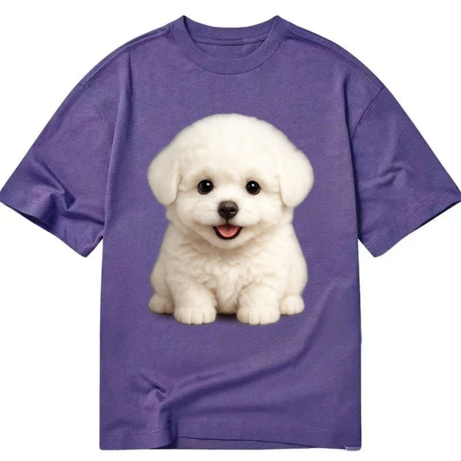 Baby Bichon Frise Puppy - white puffy cloud, dark eyes, happy expression, - Classic T-shirt - Purple