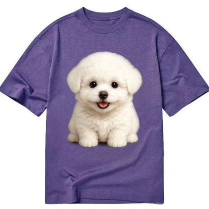Baby Bichon Frise Puppy - white puffy cloud, dark eyes, happy expression, - Classic T-shirt - Purple