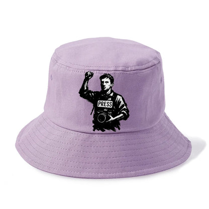 Journalist with camera - press freedom ink painting - Bucket Hat - Purple