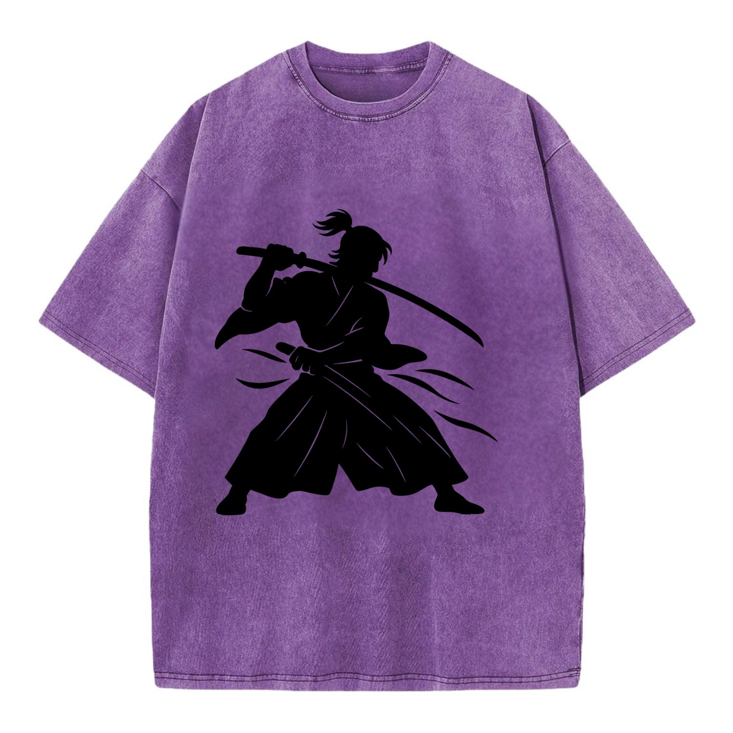 Japanese samurai sword draw - Vintage T-shirt - Purple